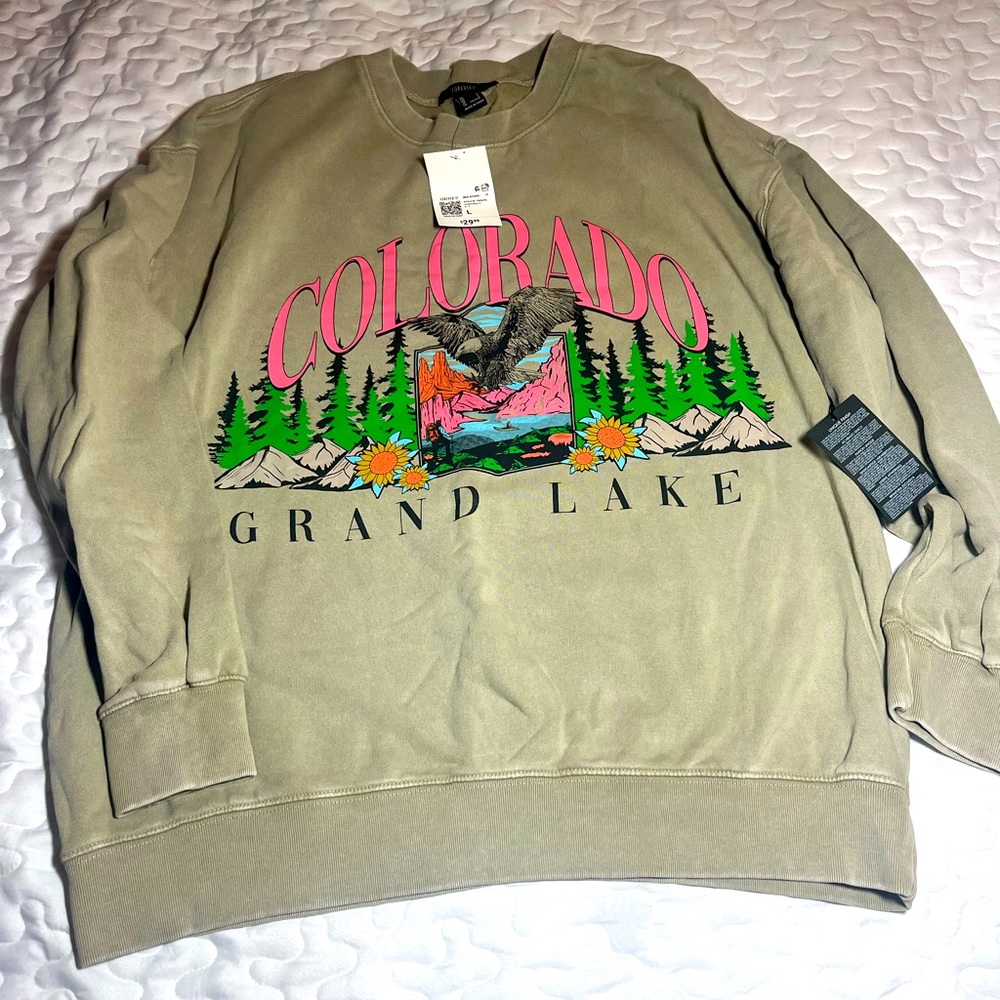 NWT Forever 21 Women’s Colorado Grand Lake Sweatshirt Size L